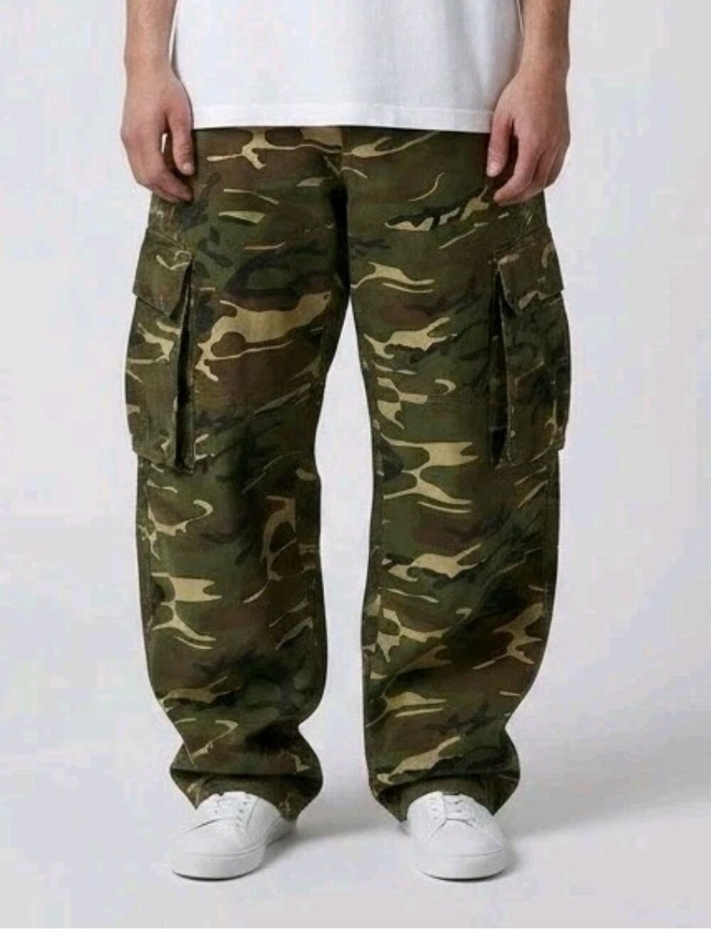 Vtg 90s Bugle Boy Wide Leg Camo Baggy Cargo Pants 38x30 Hip Hop Grunge